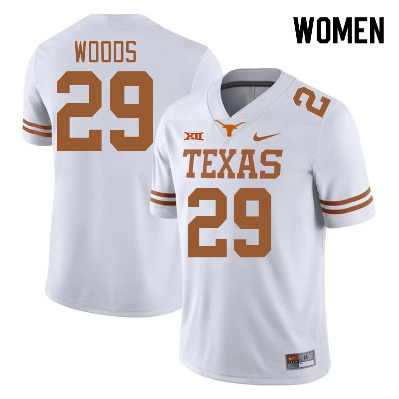 Women #29 Ky Woods Texas Longhorns 2023 College Football Jerseys Stitched-White